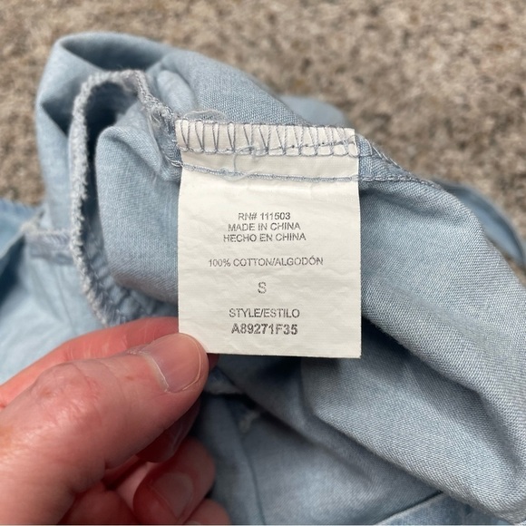 As U Wish Chambray Denim Cotton Tie Front Romper in Sky Blue Small - Picture 8 of 13